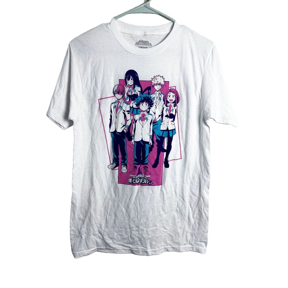 Funimation My Hero Academia White Crewneck Graphic T Shirt Medium Unisex